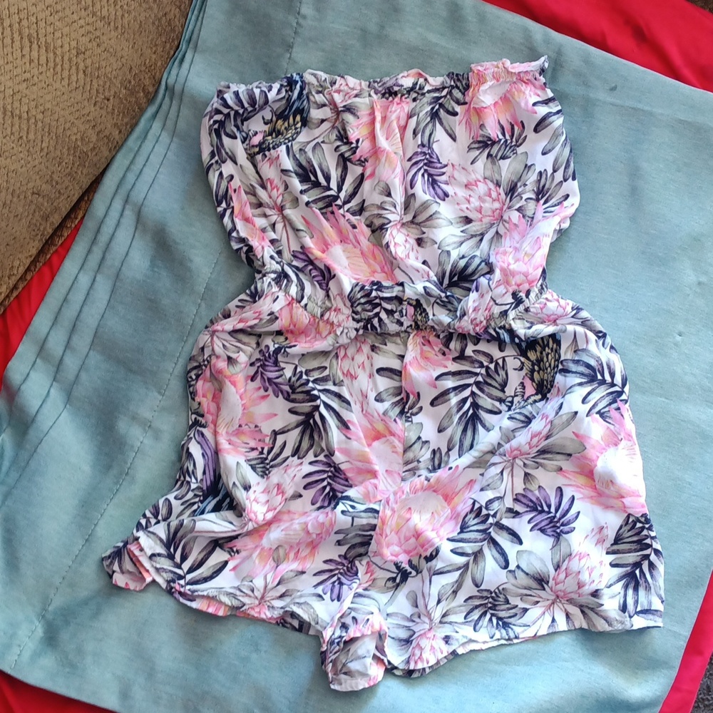 H&M Divided Strapless Romper, Girls size 6, Multicolor Floral
